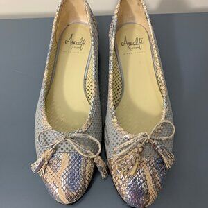 Amalfi by Rangoni Bow Ballet Flats – Snakeskin Print – Size 8.5